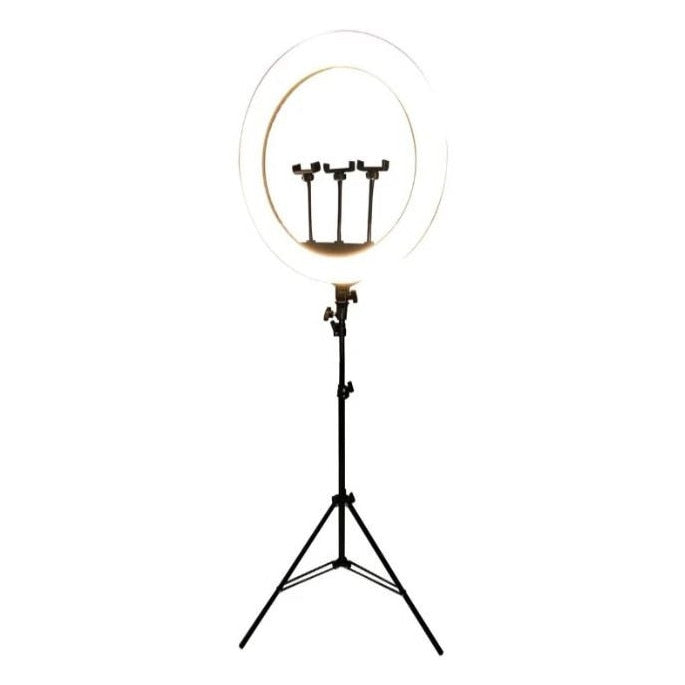 Lampa circulara Ring Light HOZRO, diametru 56cm/22" LED, lumina naturala/rece/calda, conectare USB, reglaj intensitate, suport telefon, Perfectă pentru Orice Situație HOZRO