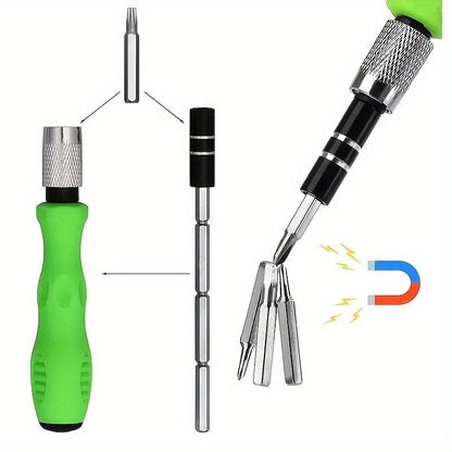 Setul șurubelnite 32-in-1 cu clichet Hozro la preț avantajos. Include 30 de biți cromați și tijă de extensie. Ideal pentru reparații telefoane și laptopuri. HOZRO