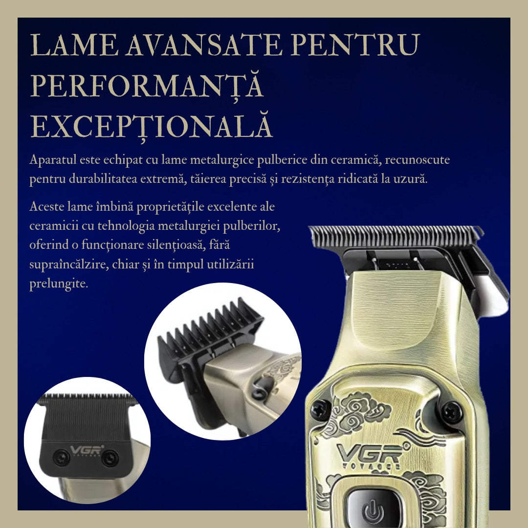 Aparat de tuns HOZRO VGR V901, profesional, cu 4 capete distantiere, functie de auto-testare, lame din ceramica, acumulator 1600 mAh lithium ion, incarcare USB, 5500-7000 RPM, display LED BESTSELLS