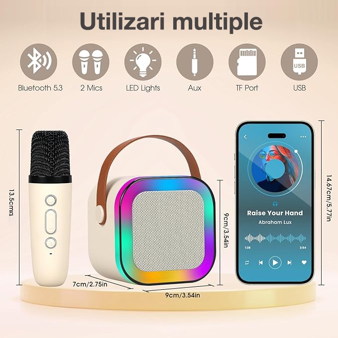 🎤 Set Karaoke Portabil Hozro: Boxă Bluetooth și 2 Microfoane Wireless – Spectacolul Începe Acasă! HOZRO