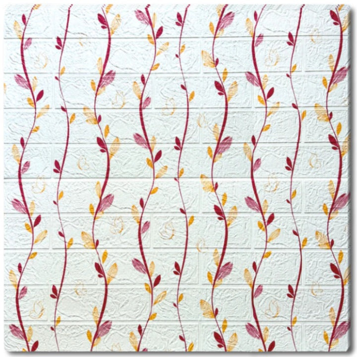 Tapet 3D Decorativ autoadeziv HOZRO, Model frunze Alb/rosu, perete/tavan, waterproof, usor de montat, design modern, 70x70 cm, alb, TAPET 111 HOZRO