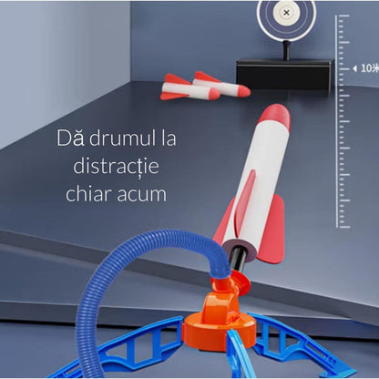 Set Lansator Rachete Hozro® cu Presiune Aer – 2 Rachete, Direcție Reglabilă, Jucărie Exterior Copii HOZRO