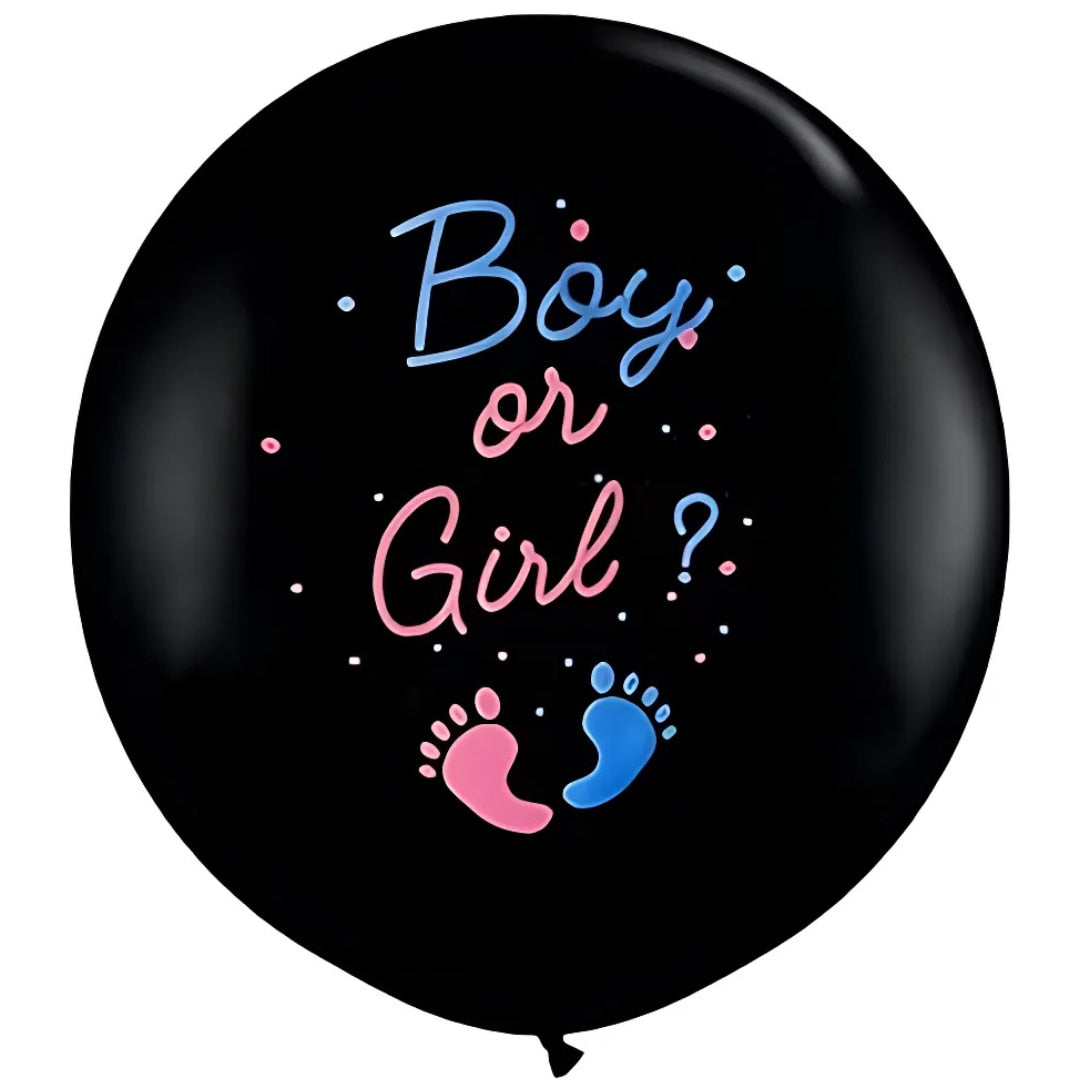 Set 2 baloane Gender Reveal, fetita sau baietel, Balon 90 cm, si 75 baloane 30 cm, roz, transparent, bleu, alb, HOZRO BESTSELLS
