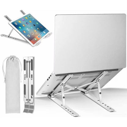 Suport pentru Laptop, HOZRO, Suport Portabil Pliabil, Universal Reglabil Suspendat pentru Tableta, din Aliaj si ABS, 100-160 mm, 26 x 19 x 16 cm, Silver Gray BESTSELLS