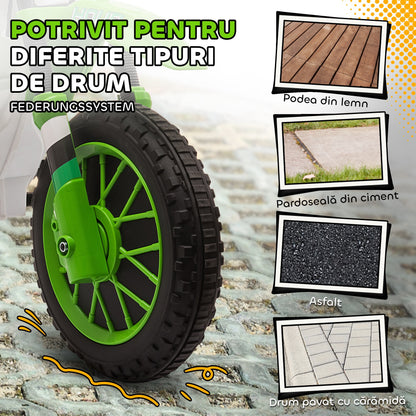 🏍️ Motocicletă Cross Electrică Hozro pentru Copii (3-5 ani), Amortizoare, Verde