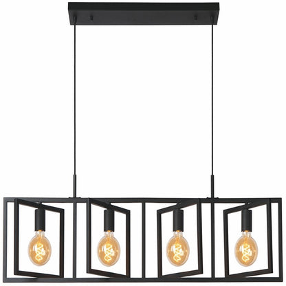 Lustra tip Pendul HOZRO, 4 Becuri, Metal, Suport liniar, Design modern, rafinat, Negru HOZRO