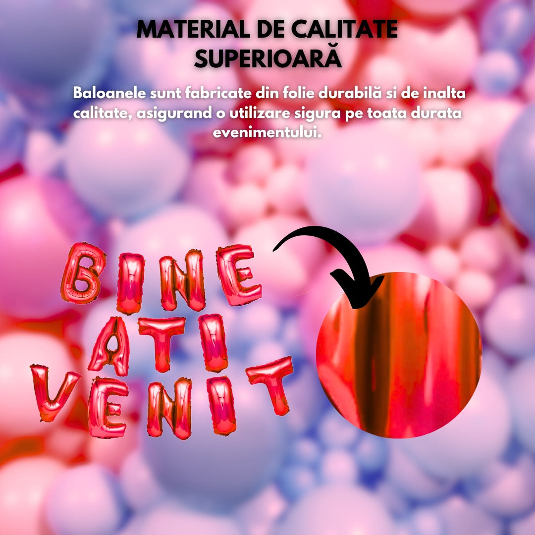 Set Baloane HOZRO, din Folie „Bine Ați Venit” – Decor Petrecere, Baby Shower, Botez, Aniversări sau Evenimente Speciale HOZRO