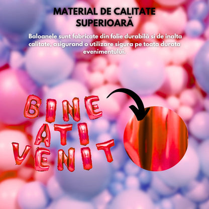 Set Baloane HOZRO, din Folie „Bine Ați Venit” – Decor Petrecere, Baby Shower, Botez, Aniversări sau Evenimente Speciale HOZRO