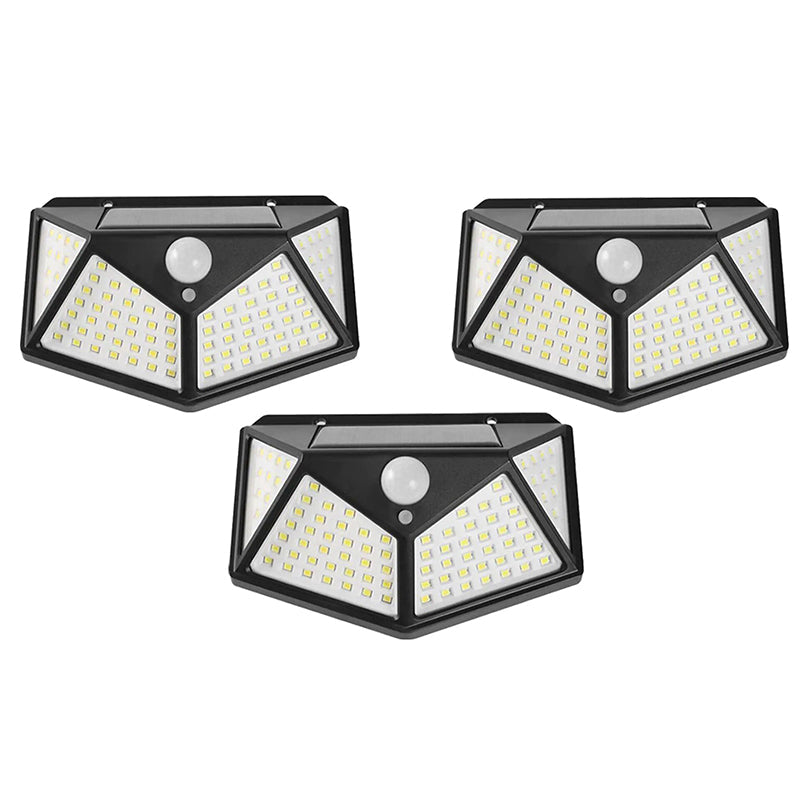Lampa Solara HOZRO, SH 100, 100 LED-uri, Iluminare de 1000 Lumen, Senzor de Miscare si Lumina, Baterie Reincarcabila 2200mAh, Design Modern, Negru HOZRO