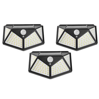 Lampa Solara HOZRO, SH 100, 100 LED-uri, Iluminare de 1000 Lumen, Senzor de Miscare si Lumina, Baterie Reincarcabila 2200mAh, Design Modern, Negru HOZRO
