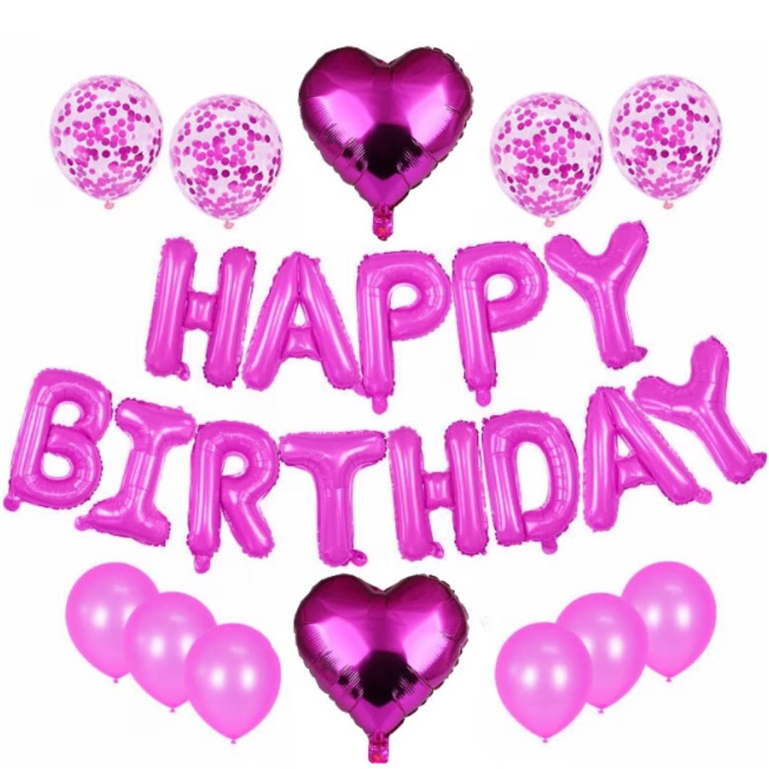 Set Baloane Folie „Happy Birthday”, 43 cm – Decor Elegant pentru Petreceri Aniversare, Evenimente, Fete, Femei, Fetițe, cu Litere Mari, Refolosibile, Ușor de Umflat și Montat (Copy) HOZRO