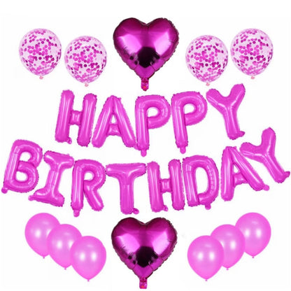 Set Baloane Folie „Happy Birthday”, 43 cm – Decor Elegant pentru Petreceri Aniversare, Evenimente, Fete, Femei, Fetițe, cu Litere Mari, Refolosibile, Ușor de Umflat și Montat (Copy) HOZRO
