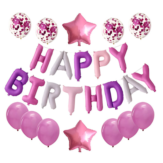 Set Baloane Folie „Happy Birthday”, 43 cm – Decor Elegant pentru Petreceri Aniversare, Evenimente, Fete, Femei, Fetițe, cu Litere Mari, Refolosibile, Ușor de Umflat și Montat (Copy) HOZRO