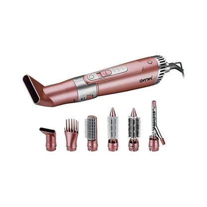 Perie uscator de par,  multifunctionala GEMEI GM 4831 - 7 in 1, cablu rotativ pana la 360°, putere 2200W, 1 viteza cu 3 temperaturi diferite, 6 piese incluse, HOZRO® BESTSELLS