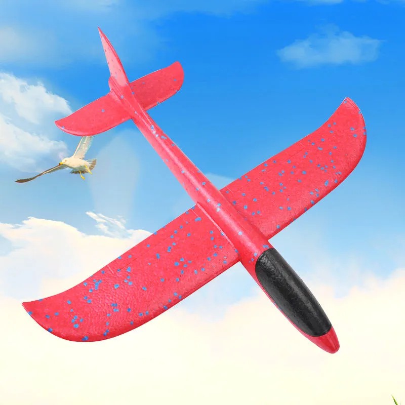 Avion planor cu lumini LED, Rosu 49 cm, cu baterii incluse BESTSELLS