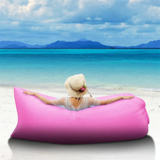 Saltea Gonflabilă Lazy Bag Tip Sezlong – Perfectă pentru Camping, Plajă și Piscină! 🏖️Roz BESTSELLS