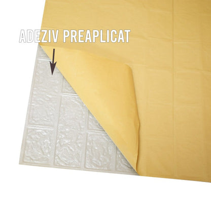 Tapet 3D Decorativ autoadeziv HOZRO, Model Vesel Floral, perete/tavan, waterproof, usor de montat, design modern, 70x70 cm, alb, TAPET 112 HOZRO