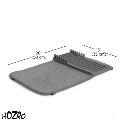 Scurgător de vase HOZRO, din microfibră, rezistent la apă, 50x33 cm, gri – uscare rapidă, protecție pentru blat și organizare eficientă HOZRO