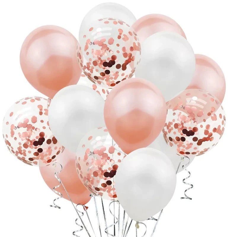 Set 15 baloane din latex confetii, Hozro®, diverse culori, 25 cm, Accesorii Elegante pentru Petreceri, Nuntă sau Evenimente Tematice, Material Rezistent HOZRO