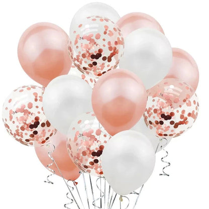 Set 15 baloane din latex confetii, Hozro®, diverse culori, 25 cm, Accesorii Elegante pentru Petreceri, Nuntă sau Evenimente Tematice, Material Rezistent HOZRO